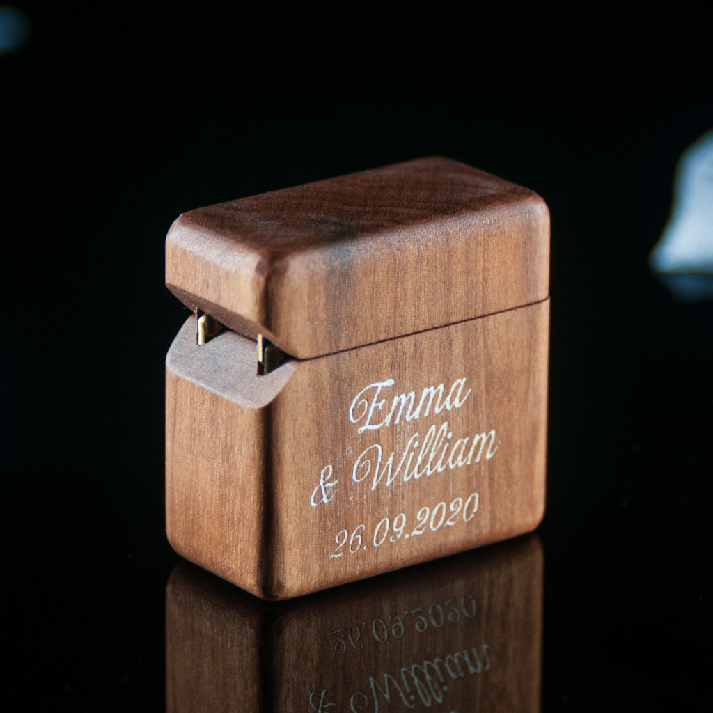 Slim Engagement - Wedding Ring Box with Walnut