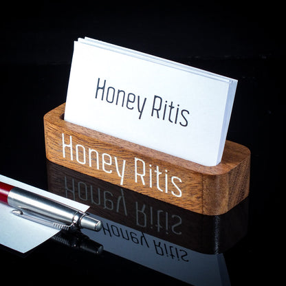 Mahogany Wood Business Card Holder