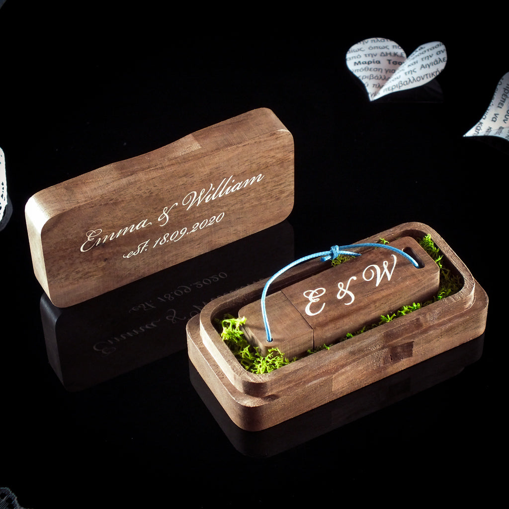 Tyndell Wood Flash and Print Boxes - Walnut with Clear Acrylic Top - Usb  Packaging